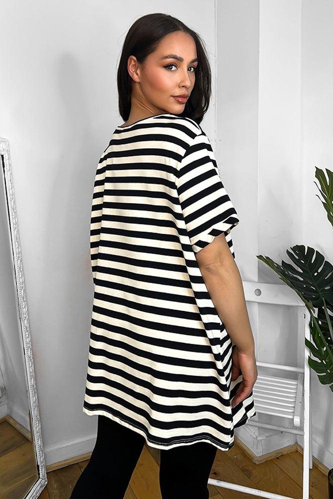 100% Cotton Gathered To Side Striped Tunic