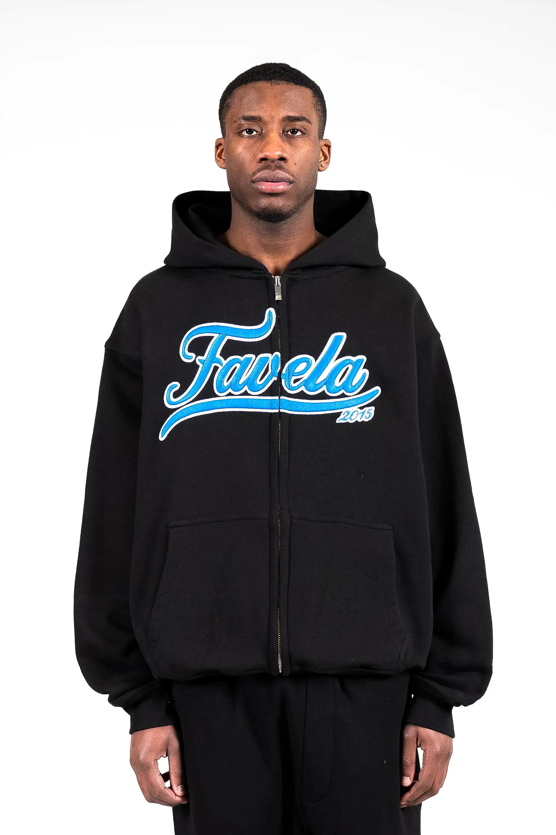 3D COLLEGE BLACK BLUE/WHITE FRONTZIP