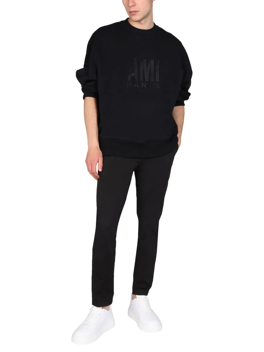 AMI Logo Embroidered Crewneck Sweatshirt