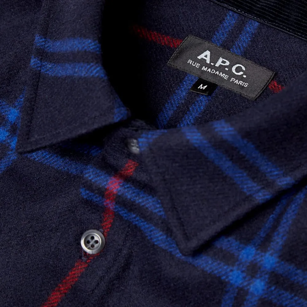 A.P.C. Flannel Wool ShirtDark Navy