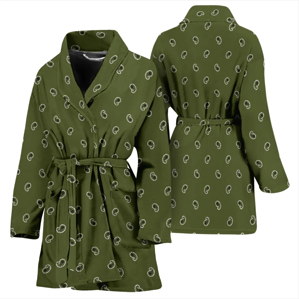 Army Green Paisley Women's Bathrobe