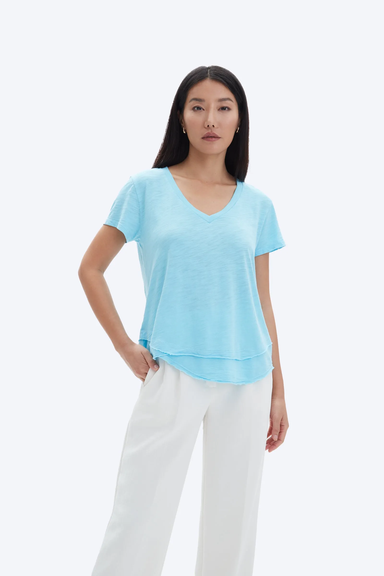 AVA V-NECK MOCK LAYER T-SHIRT