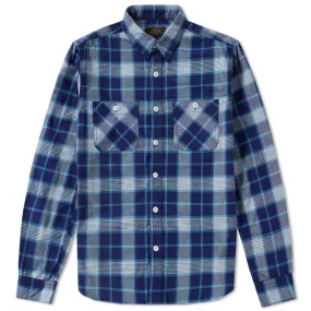 Beams Plus Flannel Check Work ShirtBlue