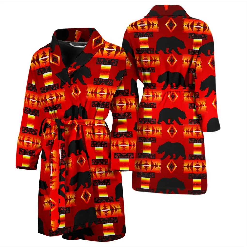 Bear Dark Red Men's Bath Robe