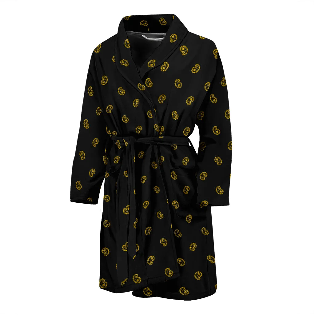 Black Gold Paisley Men's Bathrobe