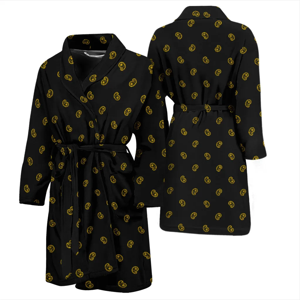 Black Gold Paisley Men's Bathrobe