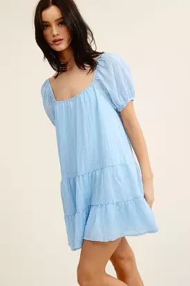 Blue Puff Sleeve Dress