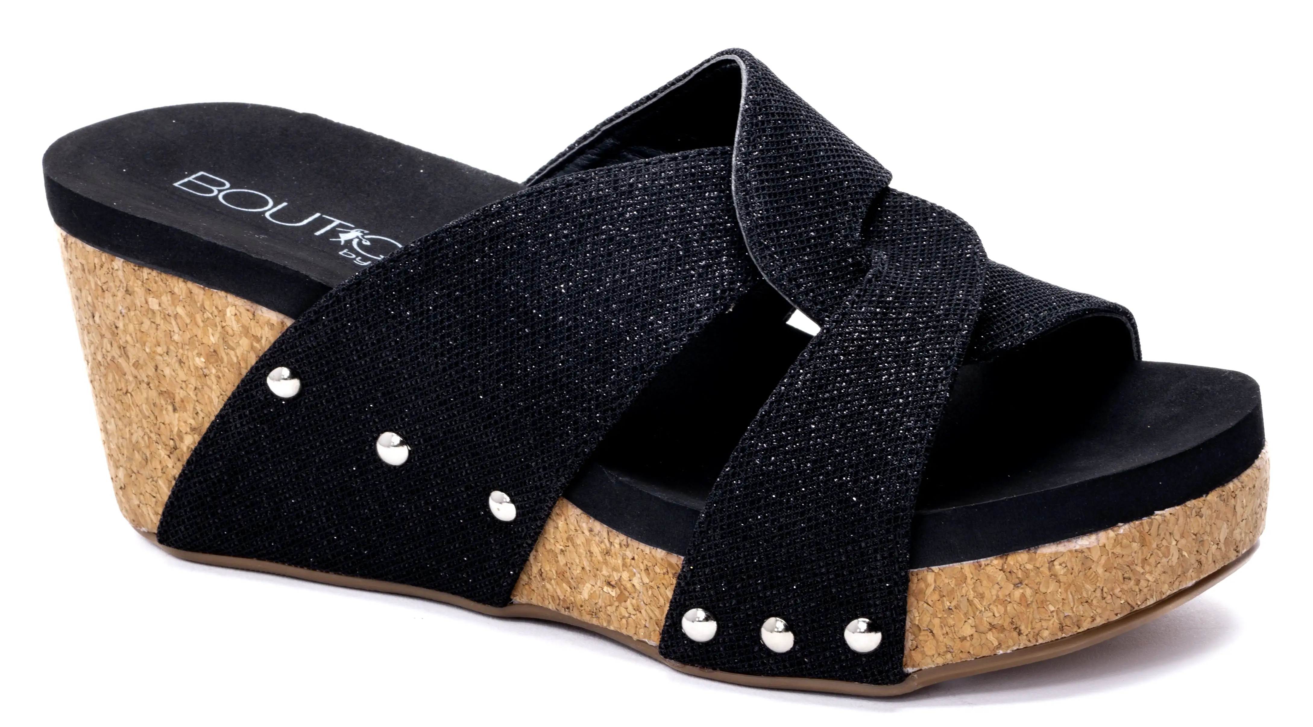 Bonny Wedge in Black Shimmer