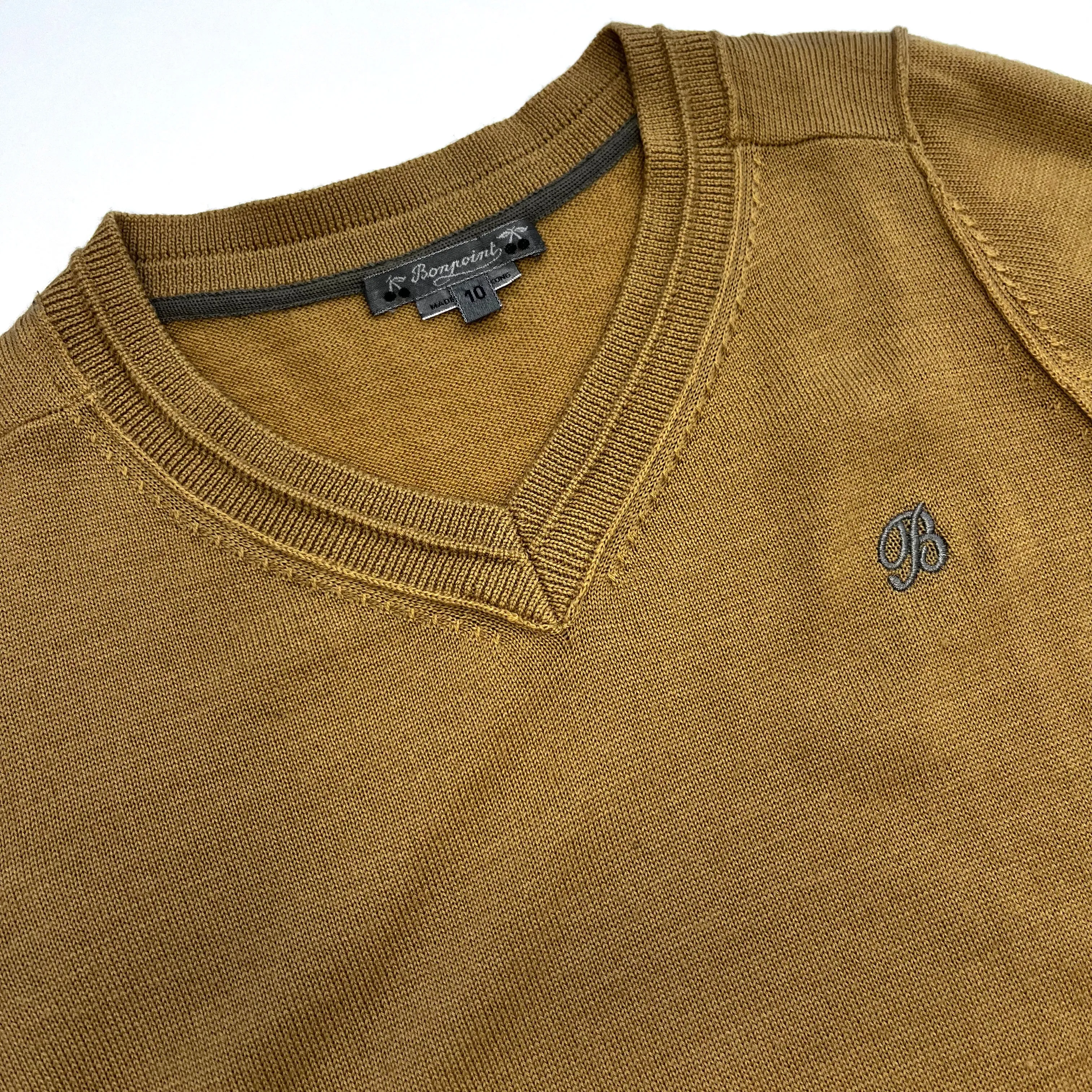 Bonpoint Mustard Wool V-Neck Jumper: 10 Years