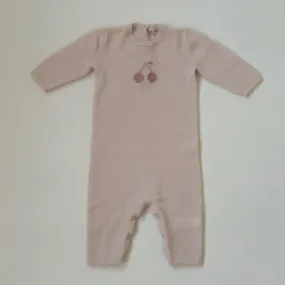 Bonpoint Pale Pink Cashmere All-In-One With Cherry Motif: 6 Months