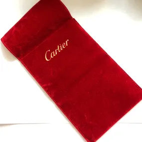 CARTIER Red Faux Suede Pouch 4.5 x 7.25 inches