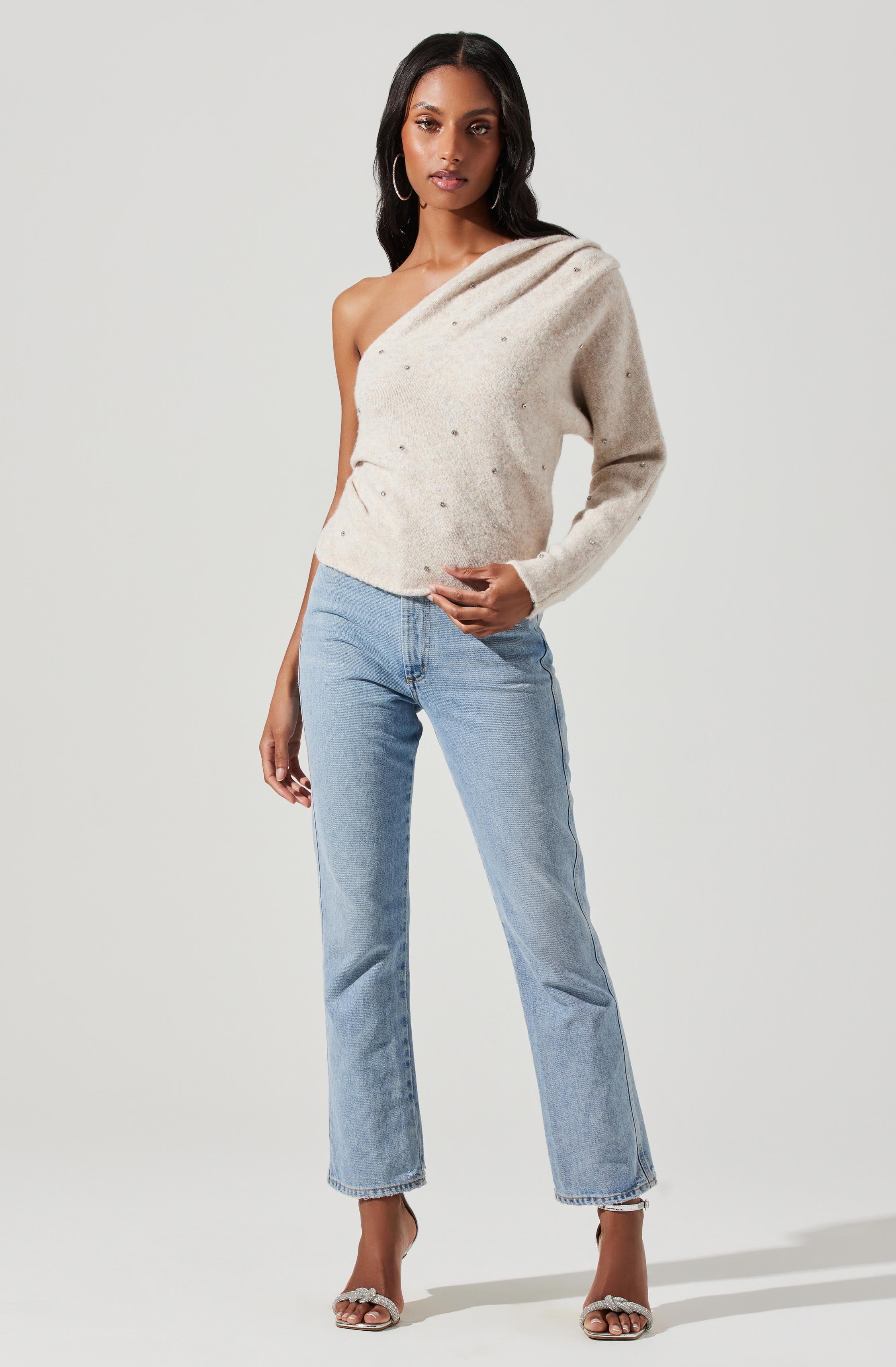 Cosima Embellished One Sleeve Sweater