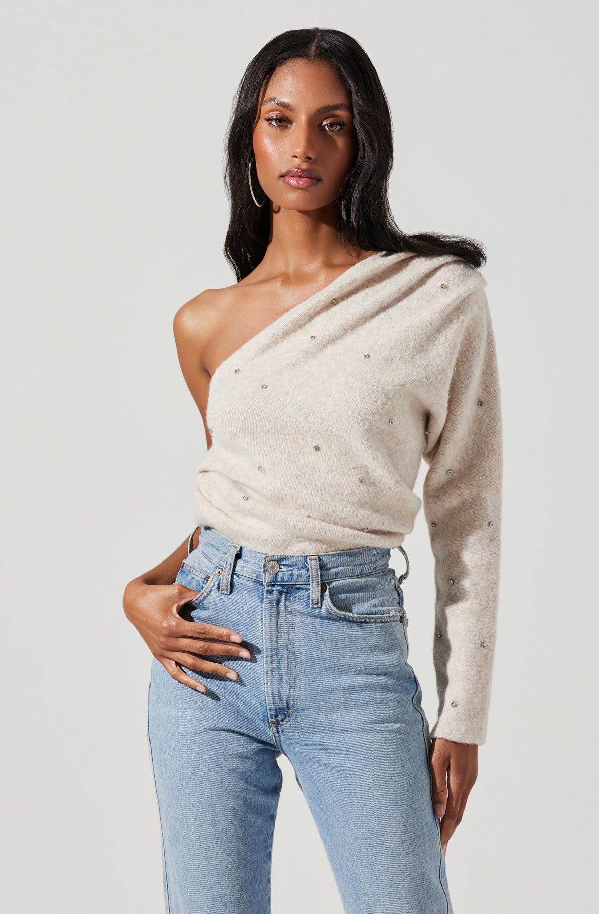 Cosima Embellished One Sleeve Sweater