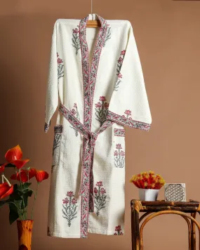 Designer Buta Print Waffle Cotton Bathrobe (BROB06)