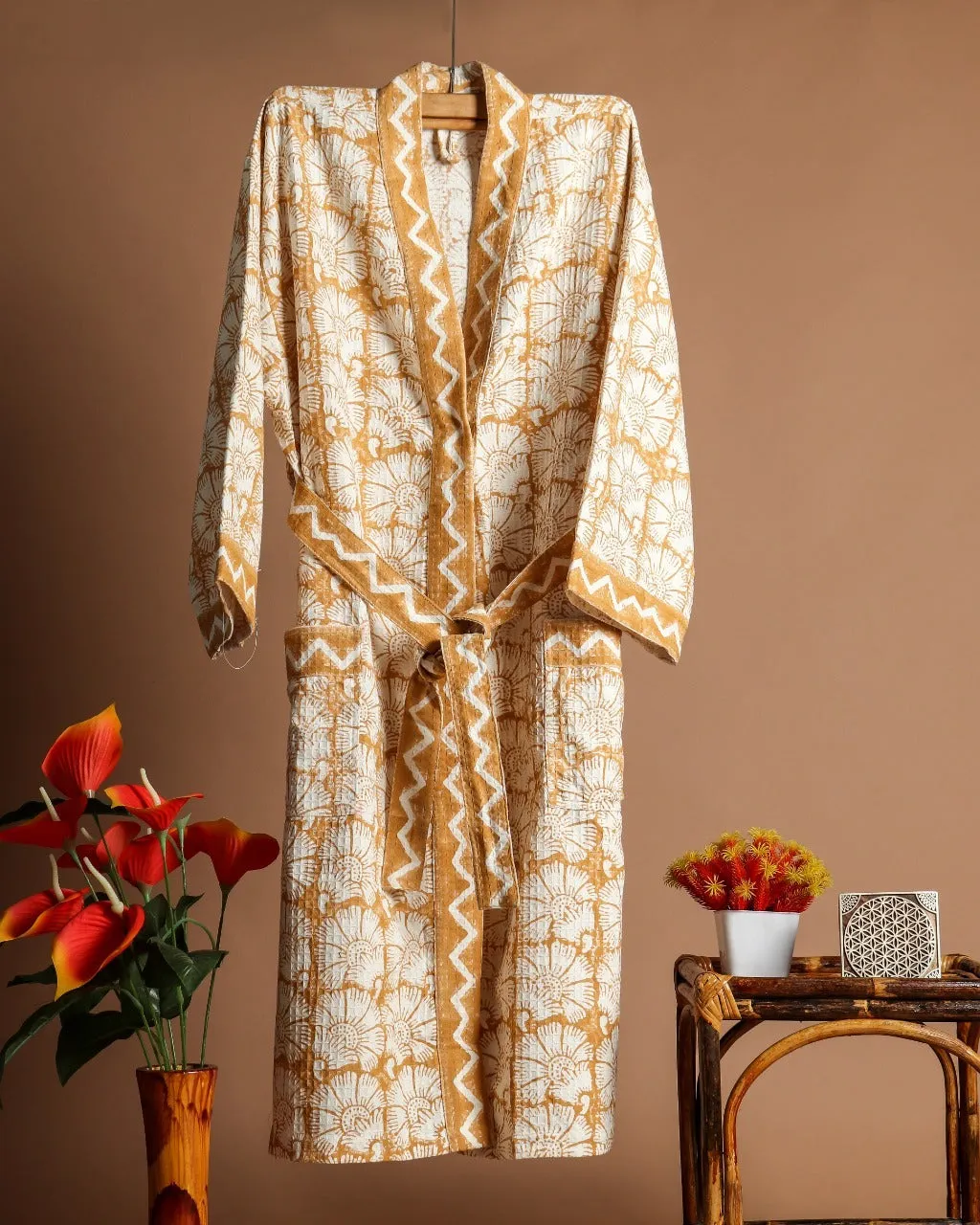 Designer Jaal Print Waffle Cotton Bathrobe (BROB08)