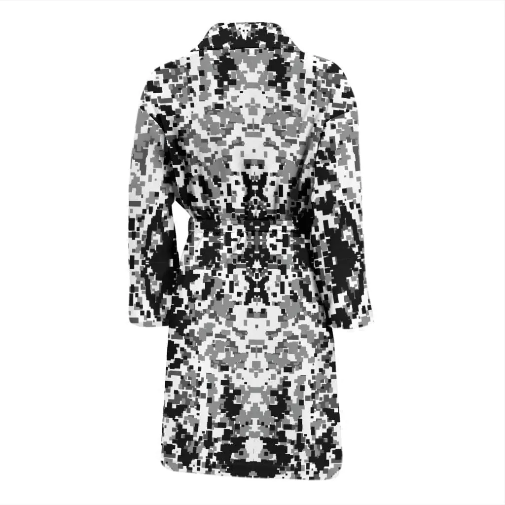 Digital Camouflage Black & White Mens Bath Robe