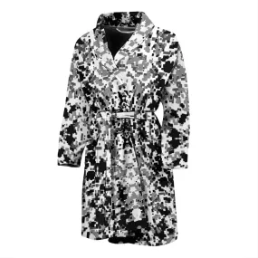 Digital Camouflage Black & White Mens Bath Robe