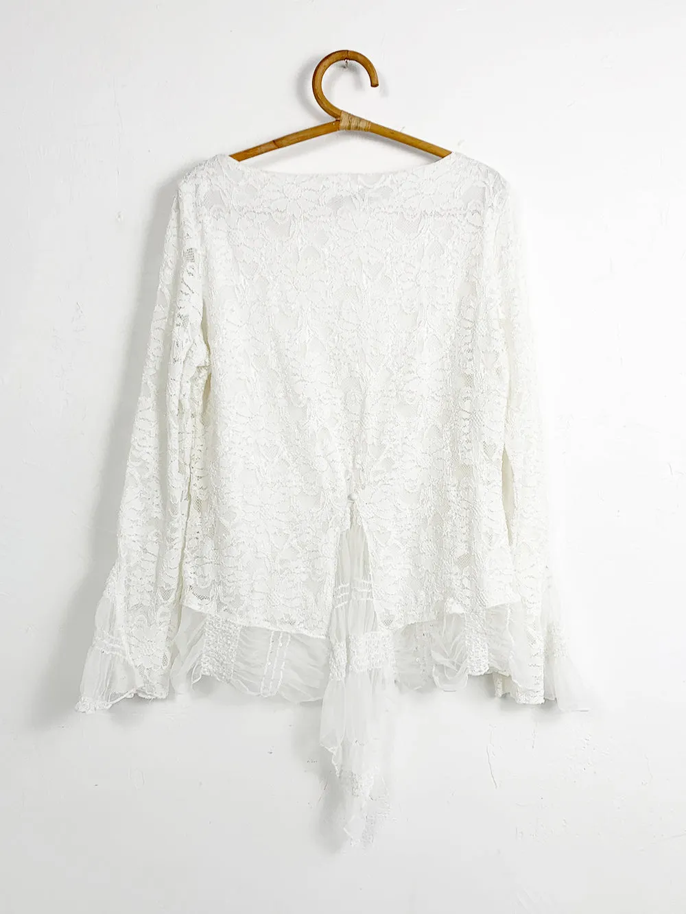 DT White Romantic Mesh and Lace Top