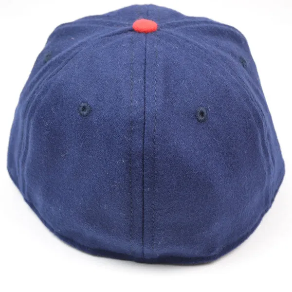 Ebbets - Brooklyn Bushwicks Cap (Fitted Wool Flannel) - Navy / Orange