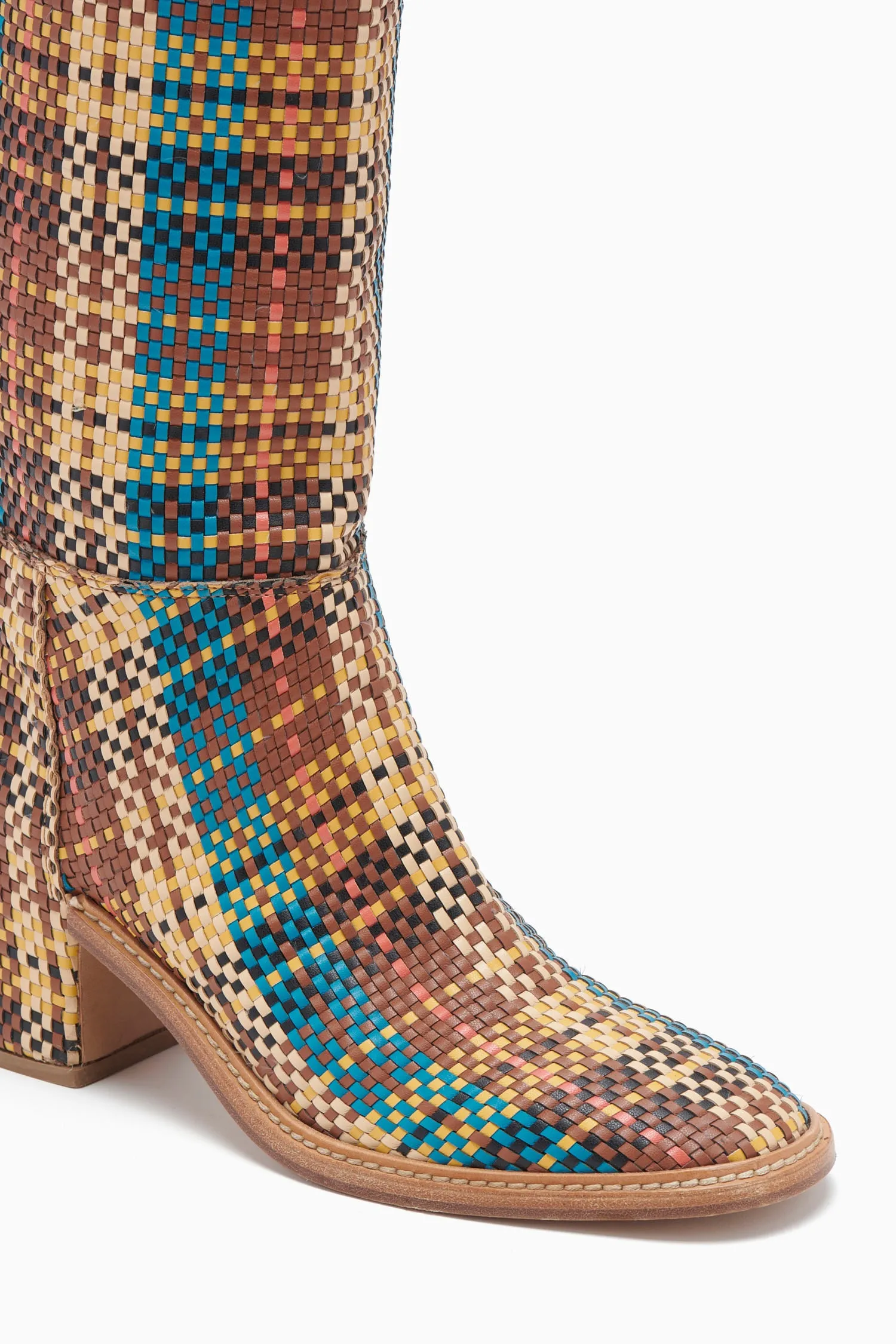 Elena Woven Riding Boot - Wheat Woven