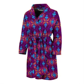 Fire Colors and Turquoise Purple Men's Bath Robe