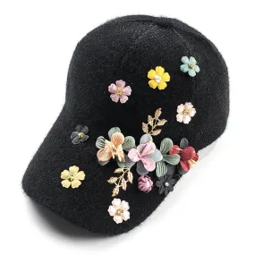 Fleur Winter Baseball Hat in Black