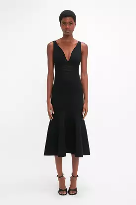 Frame Detail Sleeveless Dress In Black