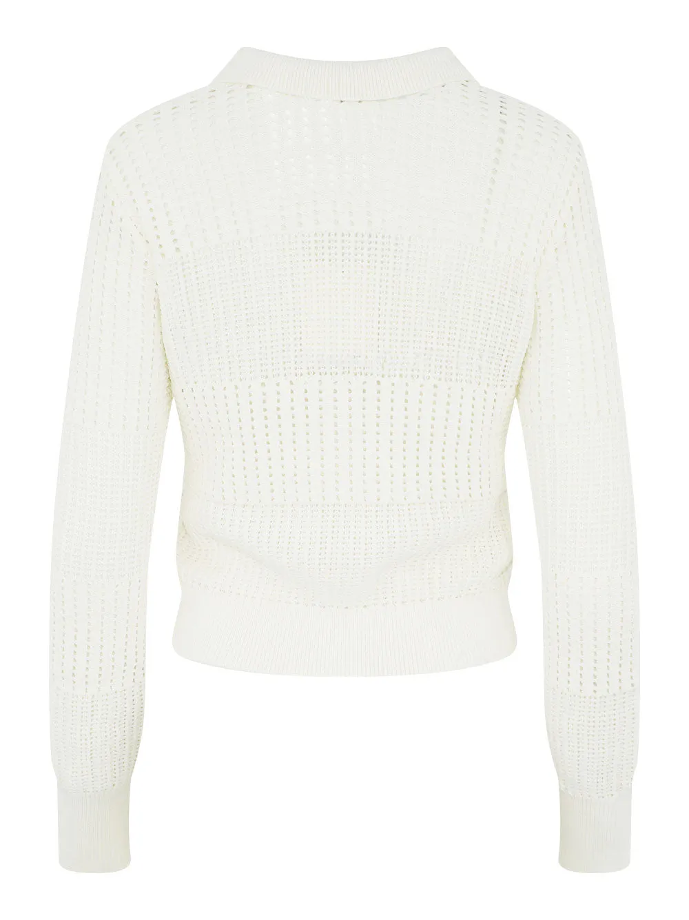 Frame Shrunken Crochet Cardigan in Off-White