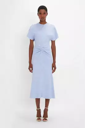 Gathered Waist Midi Dress In Frost