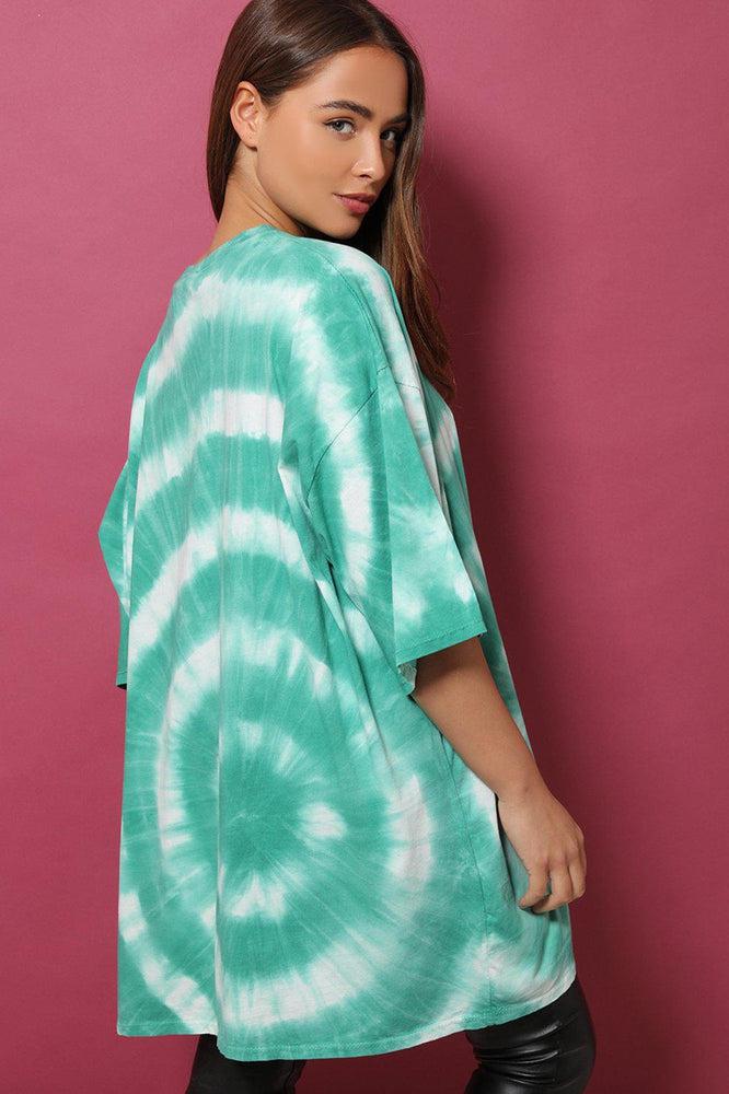 Green Circle Tie-Dye Lazy Fit Tunic Dress