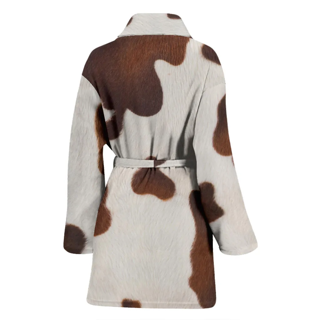 Guernsey Brown White Cow Pattern Womens Bath Robe