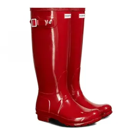 Hunter Women's Original Tall Gloss Wellington Boots in Red