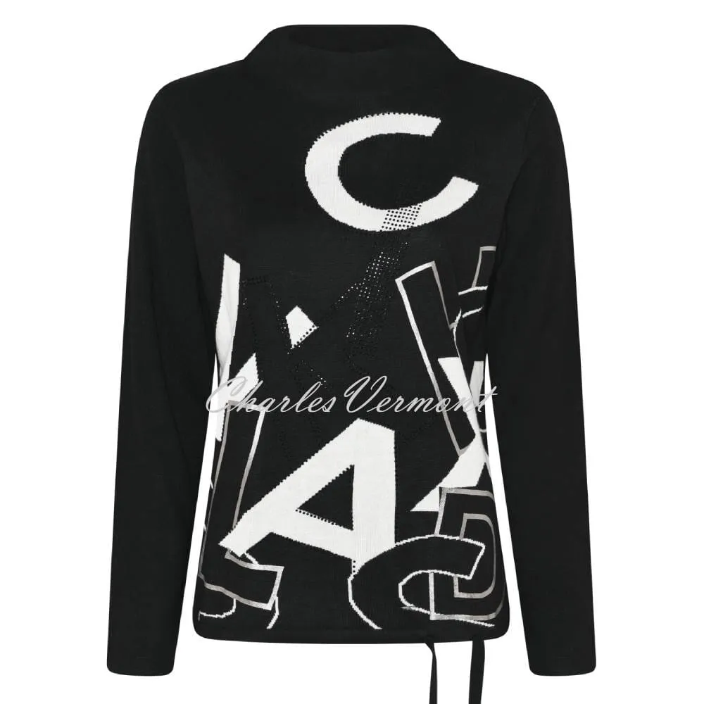 I'cona Letter Print Sweater with Diamante Detail - Style 64111-60002-90 (Black / Ivory)