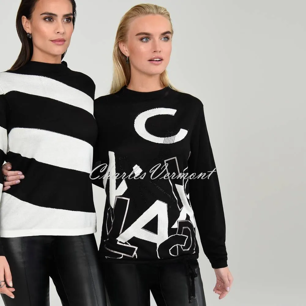 I'cona Letter Print Sweater with Diamante Detail - Style 64111-60002-90 (Black / Ivory)