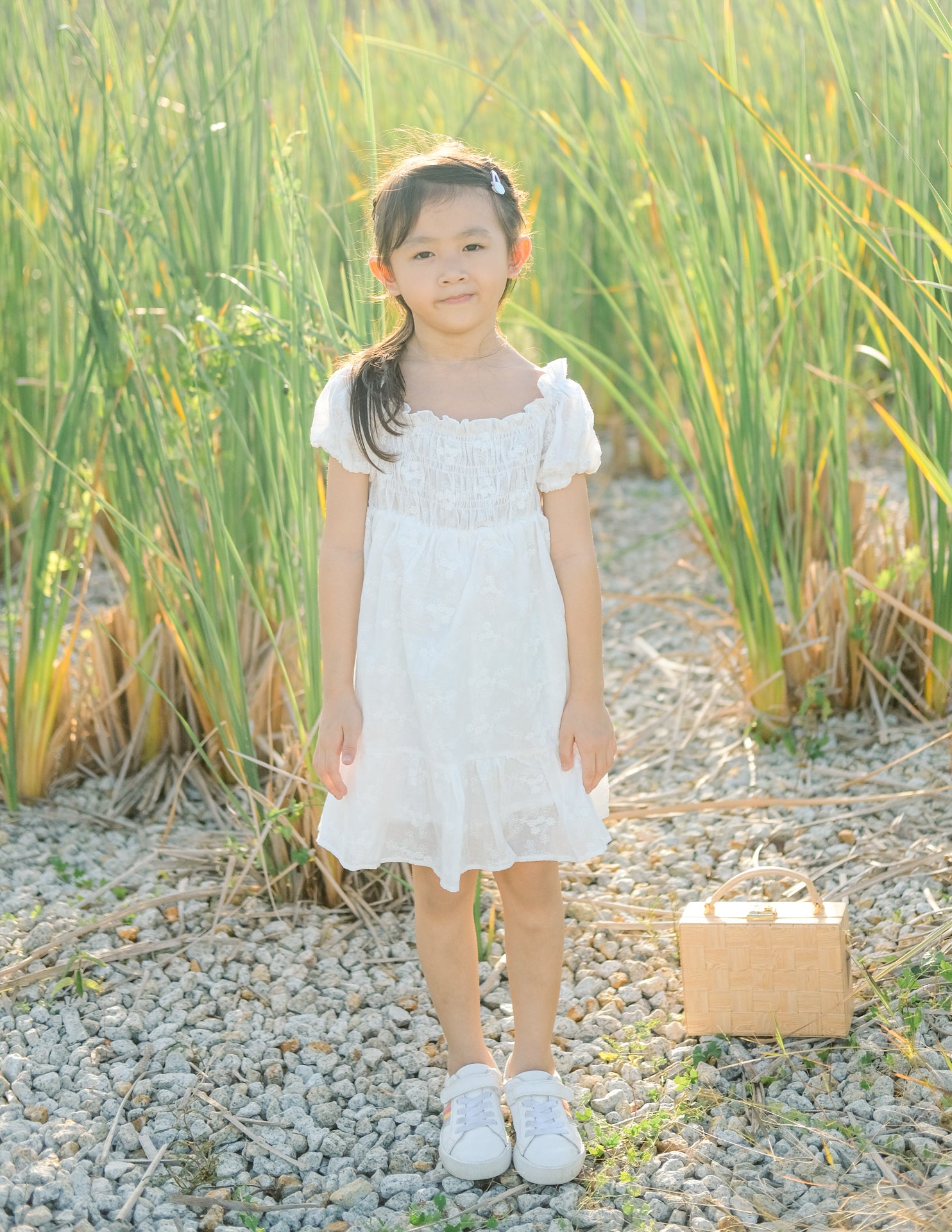 *KIDS* Mikaela Dress in White Embroidery