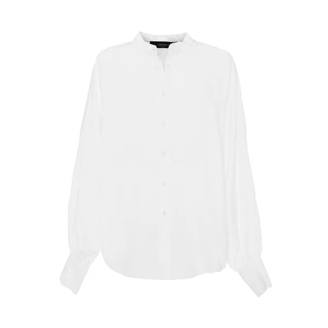 KOREAN NECK SHIRT IN POPLIN Woman White