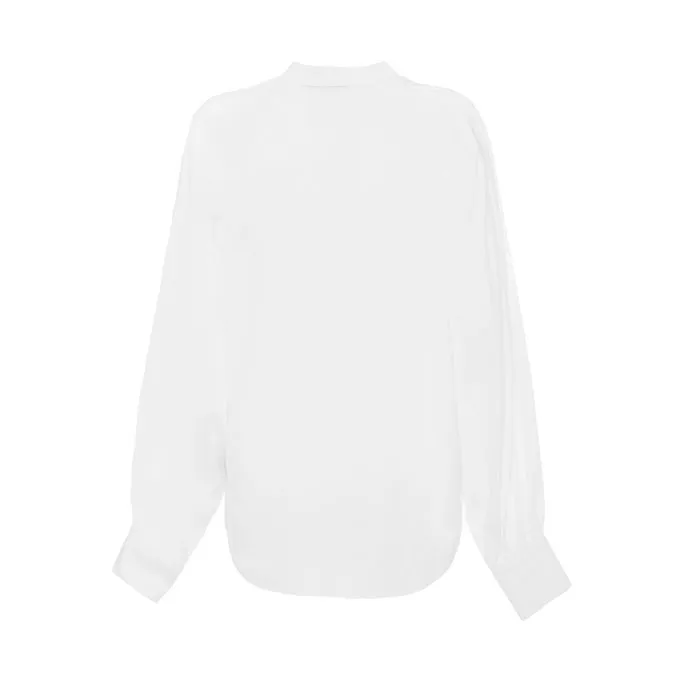 KOREAN NECK SHIRT IN POPLIN Woman White