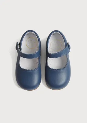 Leather Mary Jane Baby Shoes in French Blue (20-24EU)