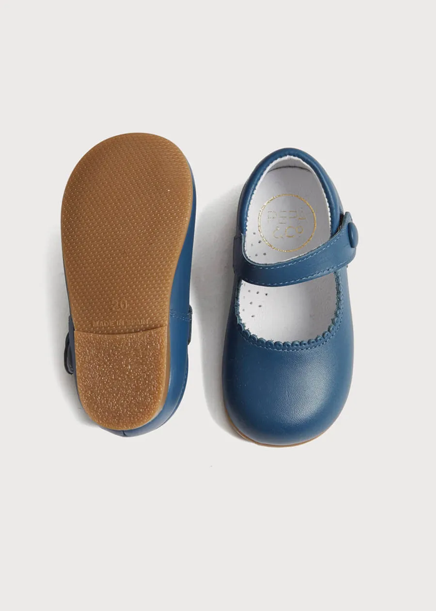 Leather Mary Jane Baby Shoes in French Blue (20-24EU)