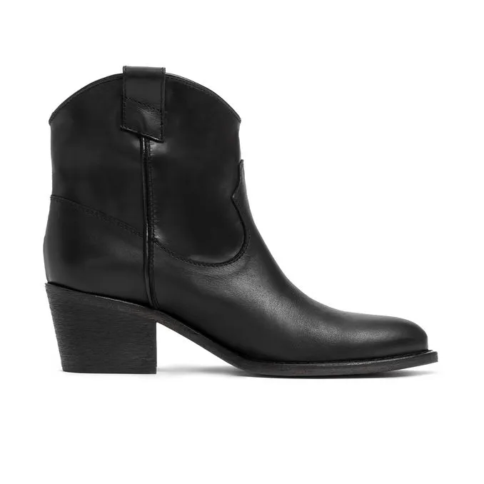 LEATHER TEXAN ANKLE BOOT Woman Black