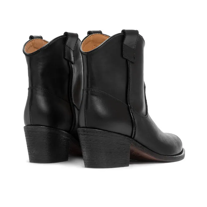 LEATHER TEXAN ANKLE BOOT Woman Black