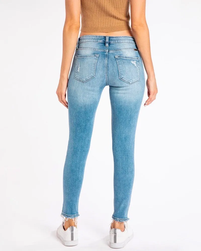 Lizzy Distressed Light Wash Faded High Rise Skinny Jeans