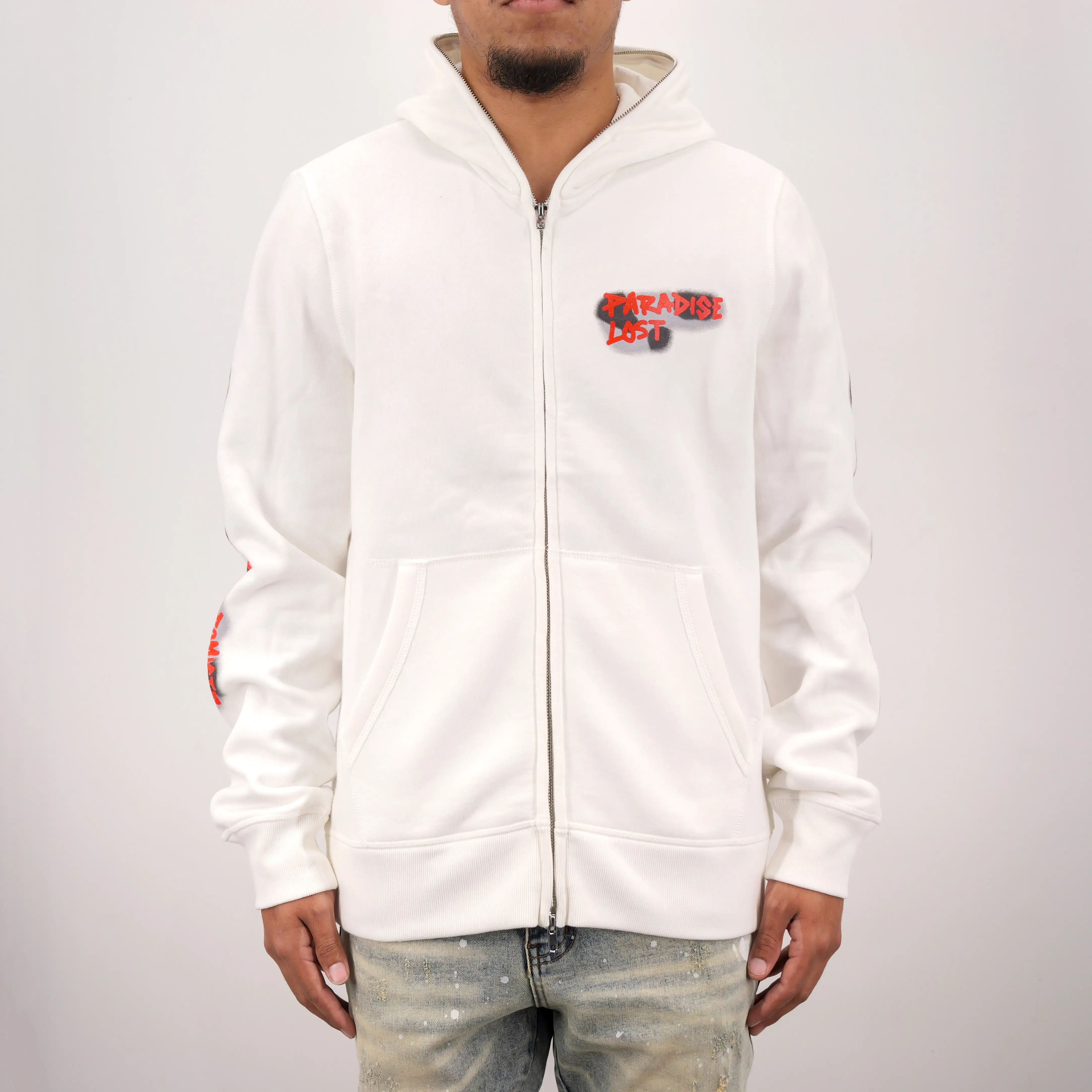 LOVE HURTS PREM FULL ZIP HOODIE WHITE