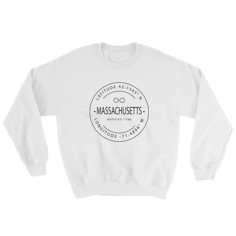 Massachusetts - Crewneck Sweatshirt - Latitude & Longitude