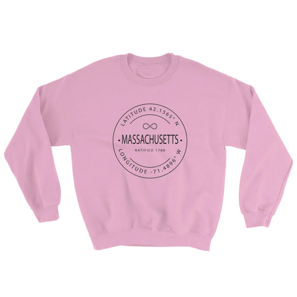 Massachusetts - Crewneck Sweatshirt - Latitude & Longitude