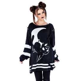 MOON CATS JUMPER - BLACK/WHITE