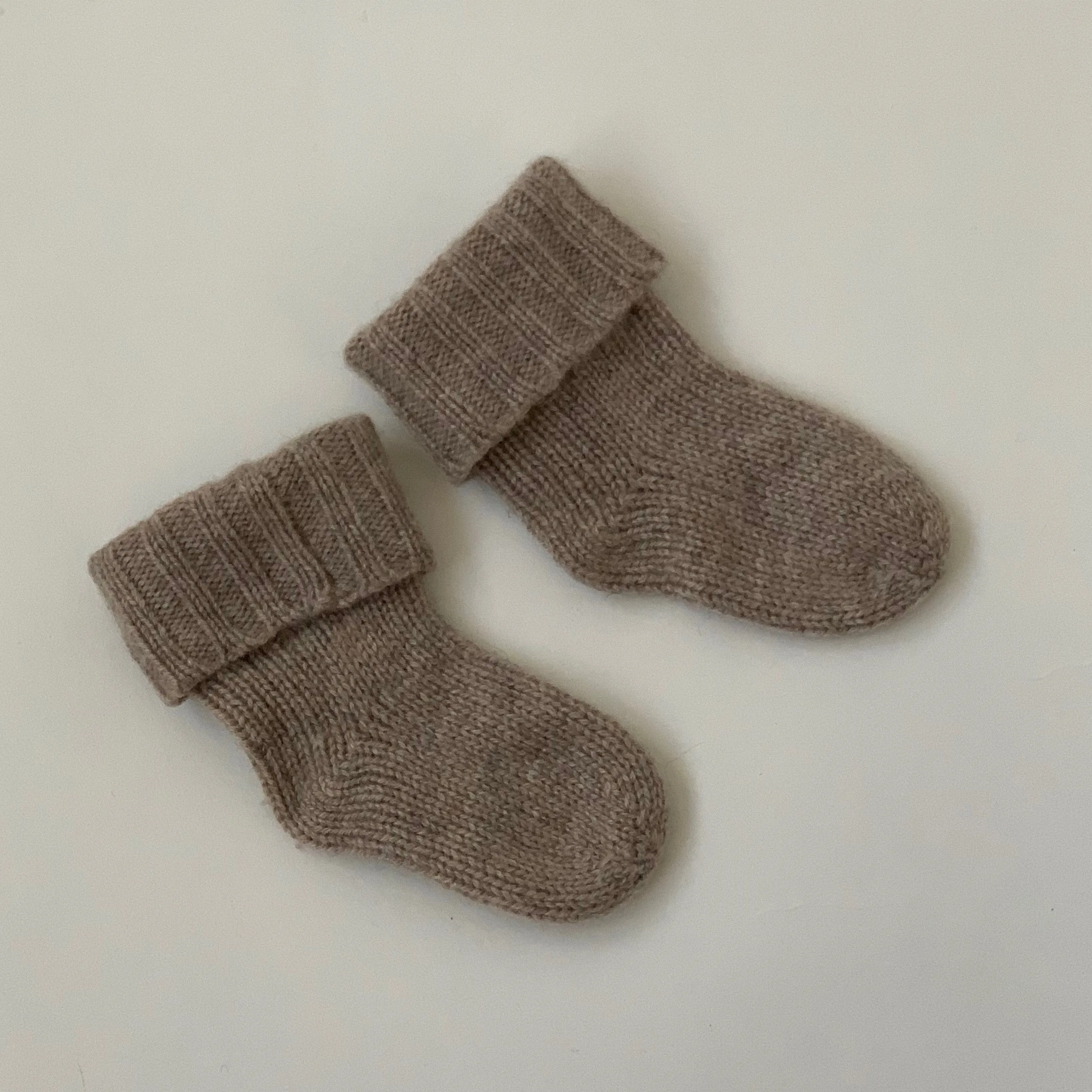 Mushroom Cashmere Socks: Newborn