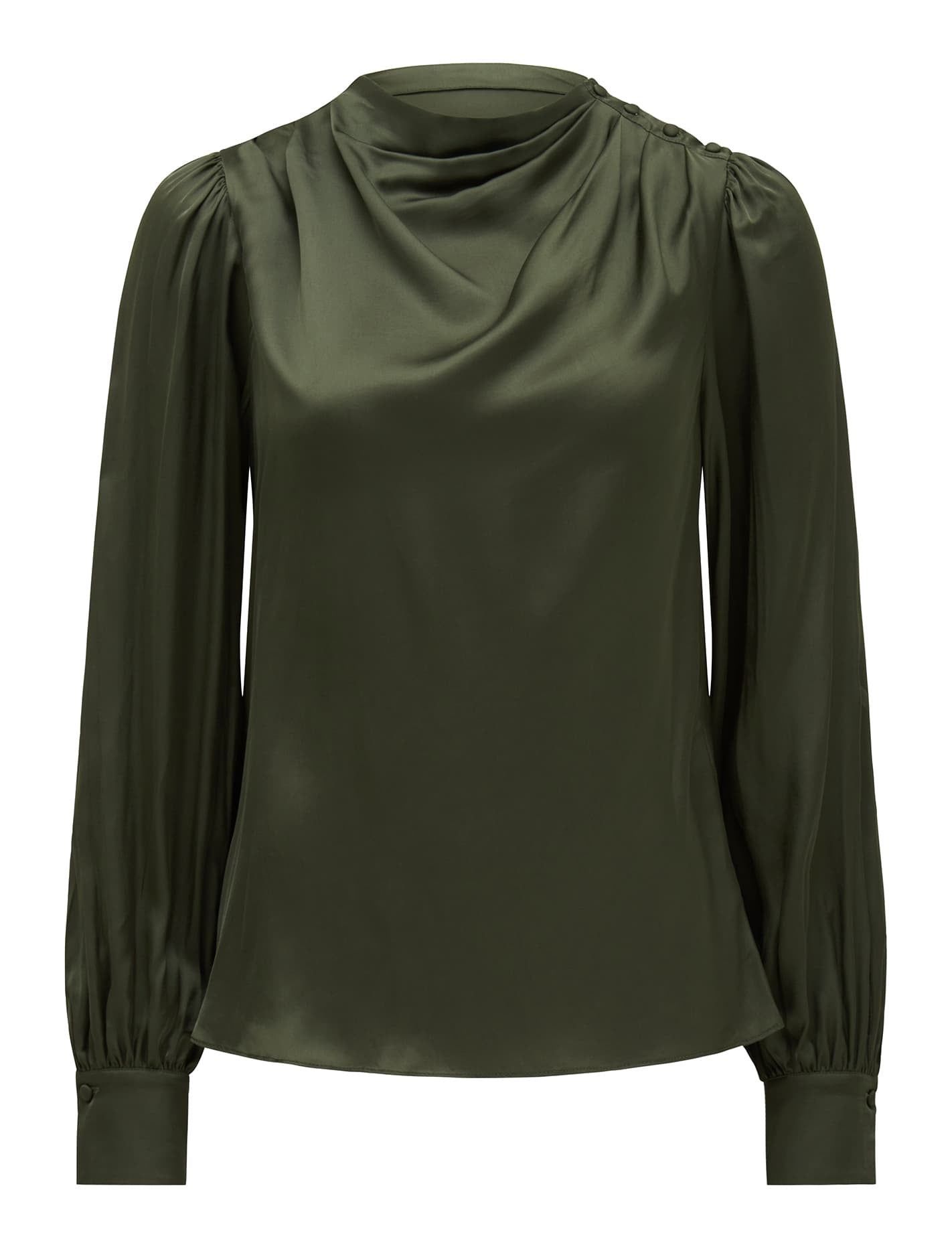 Nancy Drape Neck Button Blouse