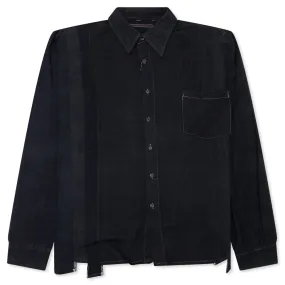 Over Dye 7 Cuts Wide Shirt - Black