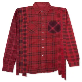 Over Dye 7 Cuts Wide Shirt - Red